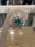 4.50 Carats Diamonds and 2.80 carats Emeralds Vintage Earrings