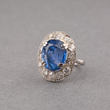 14.26 Carats ceylan Sapphire and Diamonds French Vintage Ring