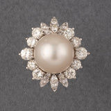 Bague Vintage Français Perle et Diamants