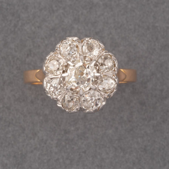 Gold and Diamonds French Antique Belle Epoque Ring