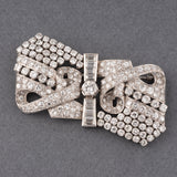 Platinum and 12 Carats Diamonds French Art Deco Brooch