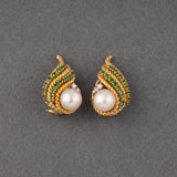 Boucles d'oreilles vintage en or, diamants et perles