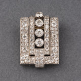 Platinum and 5.50 Carats Diamonds French Art deco Clip Brooch