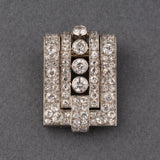 Platinum and 5.50 Carats Diamonds French Art deco Clip Brooch