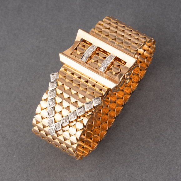 Gold and Diamonds French Vintage Belt Bracelet