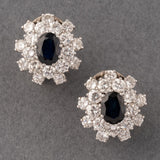 Boucles d'oreilles Vintage Française Diamants et Saphirs 4.50 Carats