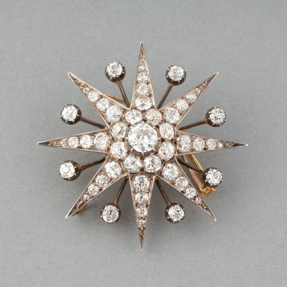 Antique Gold and diamonds star brooch