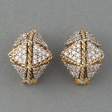 Gold and 2.80 Carats diamonds French Vintage earrings