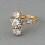 Gold and 1.40 Carats Diamonds French Antique Ring