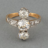 Gold and 1.40 Carats Diamonds French Antique Ring
