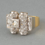 French Gold and Diamond Rétro Tank  ring
