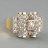 French Gold and Diamond Rétro Tank  ring