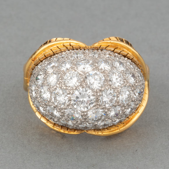 Bague vintage française en or et diamants 1,50 carats