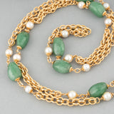 Collier vintage Aventurines et Perles dorées