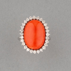 Diamonds and Coral Ring