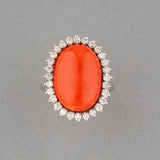Diamonds and Coral Ring