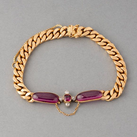 Bracelet Vintage Or Diamants et Pierres Fines