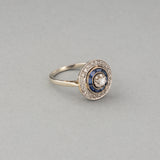Gold Diamonds and Sapphires French Antique Ring