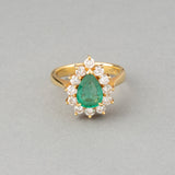 Gold Diamonds and Emerald Vintage Ring