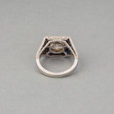 Platinum Diamonds and Sapphires French Art Déco Ring
