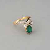 Gold Diamonds and Emerald French Antique Duchesse Ring