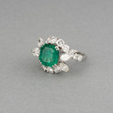 4 Carats Emerald and 2.5 Carats Diamonds Mauboussin Ring