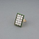 Gold Diamonds and Emeralds Antique Ring
