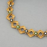 Gold Enamel and Diamonds 1970’s Necklace