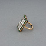 Gold Diamonds and Emeralds Antique Ring