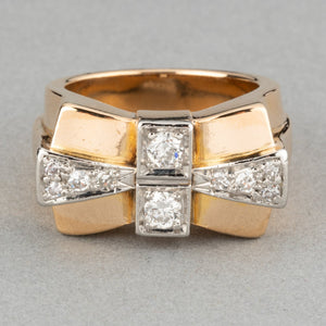 Gold and Diamonds French Vintage Tank Ring