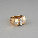 Gold and Diamonds French Vintage Tank Ring