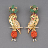 Gold and Precious Stones Vintage Earrings By Moroni