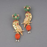 Gold and Precious Stones Vintage Earrings By Moroni