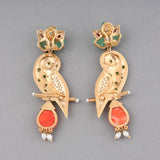 Gold and Precious Stones Vintage Earrings By Moroni