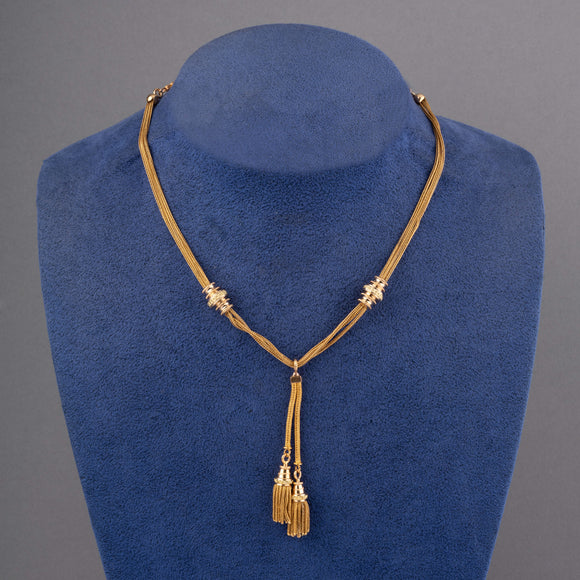 French Antique Tassel Necklace in Yellow Gold