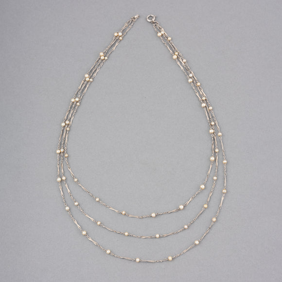 Gold Platinum and Natural Pearls Antique Necklace