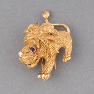 French Vintage Lion Gold Brooch