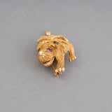 French Vintage Lion Gold Brooch