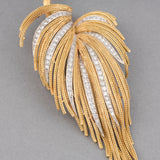 Gold Platinum and 4 Carats Diamonds French Vintage Brooch