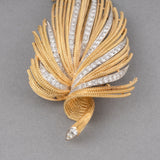 Gold Platinum and 4 Carats Diamonds French Vintage Brooch