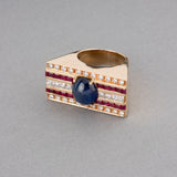 Gold and Precious Stones Vintage Tank Ring