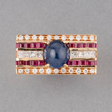 Gold and Precious Stones Vintage Tank Ring