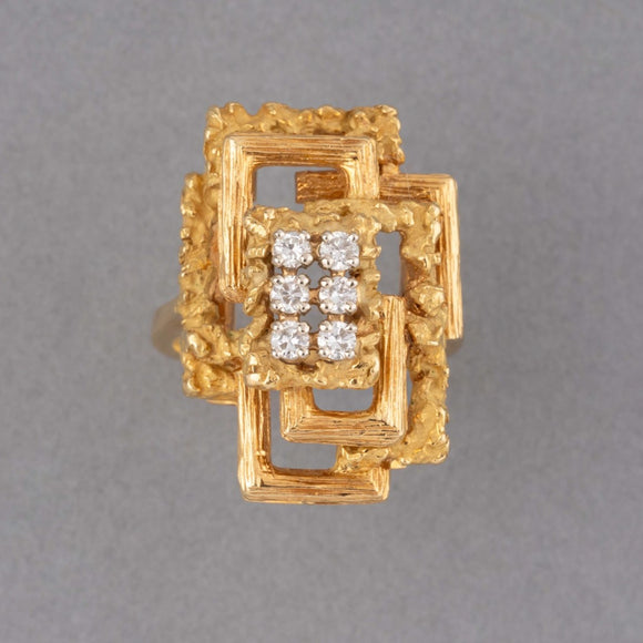 French Gold and Diamonds 1970s Ring