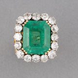 19 Carats Colombian Emerald and Diamonds Ring and Pendant