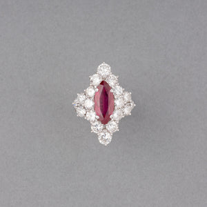 2.5 Carats Diamonds and 1.60 Carats Certified Ruby Ring