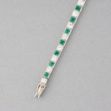 3 Carats Diamonds and 4 Carat Emeralds French Art Deco Bracelet