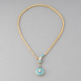 Gold Enamel and Pearls Antique Snake Necklace