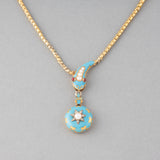 Gold Enamel and Pearls Antique Snake Necklace