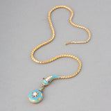 Gold Enamel and Pearls Antique Snake Necklace