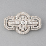 Gold Platinum and 4.50 Carats Diamonds French Art Déco Brooch